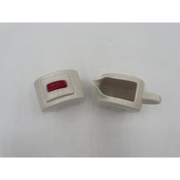 Lifestyle Home Alford Ceramic Creamer & Sugar Set Red Fruit Stitch Design - Picture 2 of 6